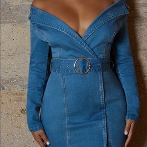 Ohpolly off shoulder denim dress